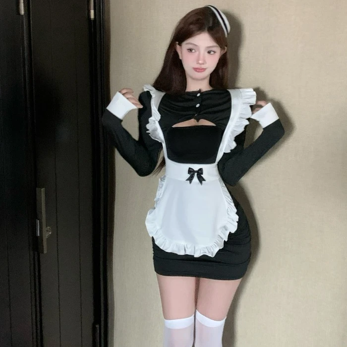 【80-200斤大码】纯欲性感女仆装可爱连体衣围裙战袍