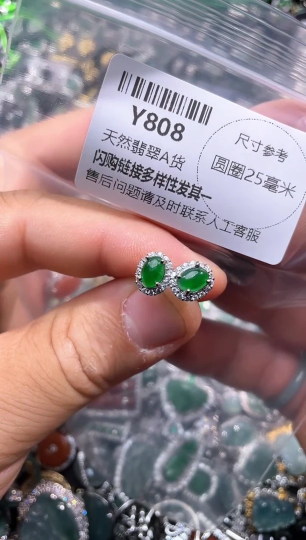 【闪购商品】翡翠颈饰未镶嵌Y808耳钉