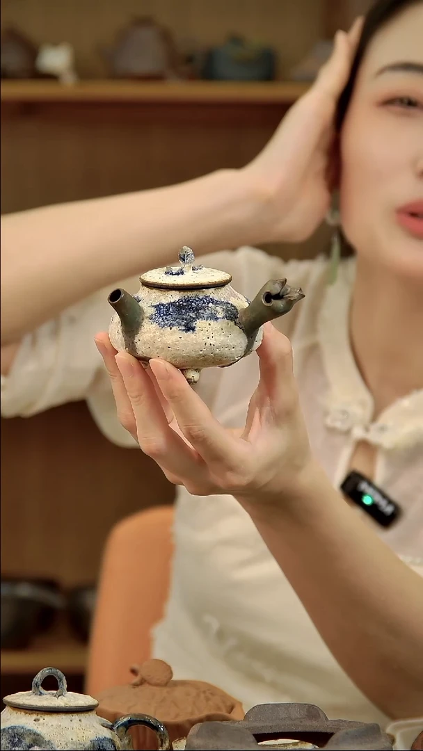 E****a言野手作 粉引侧把壶