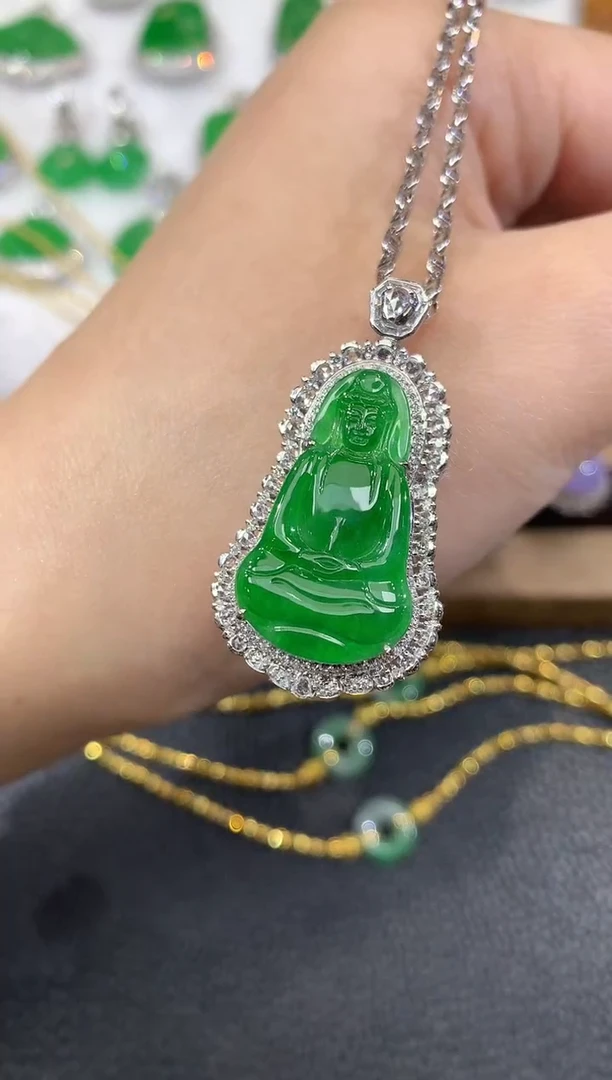 吊坠(不含链)18K金镶嵌翡翠A86