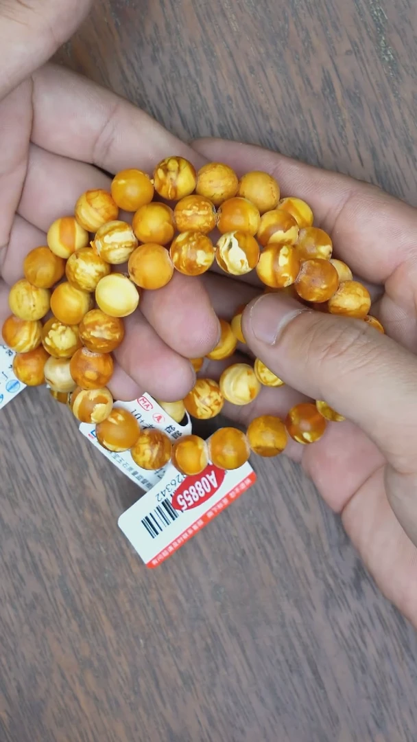 【闪购商品】琥珀裸石未镶嵌老花蜡微瑕橘皮手串多样性发其一