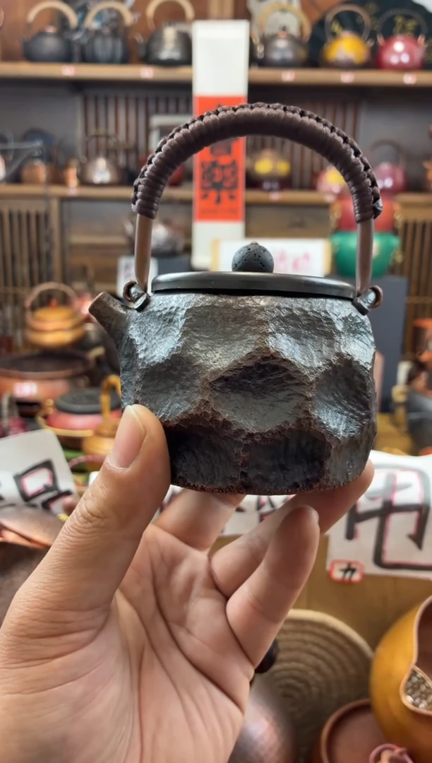 黑武士石头纹纯紫铜高端提梁壶纯紫铜