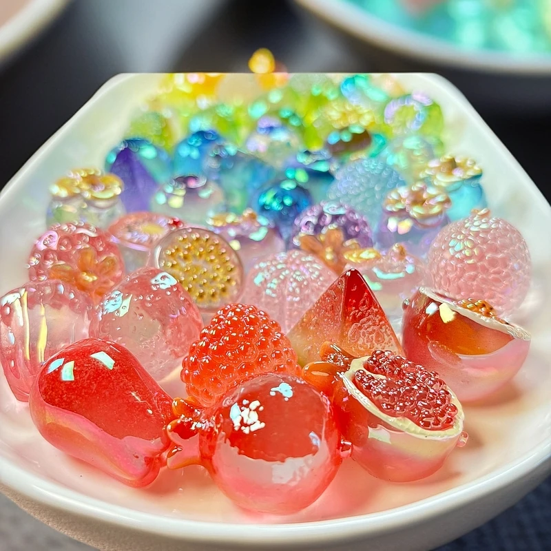 【爆闪/夜光/高透电镀】定制款光学无孔电镀仿真树脂水果对碰