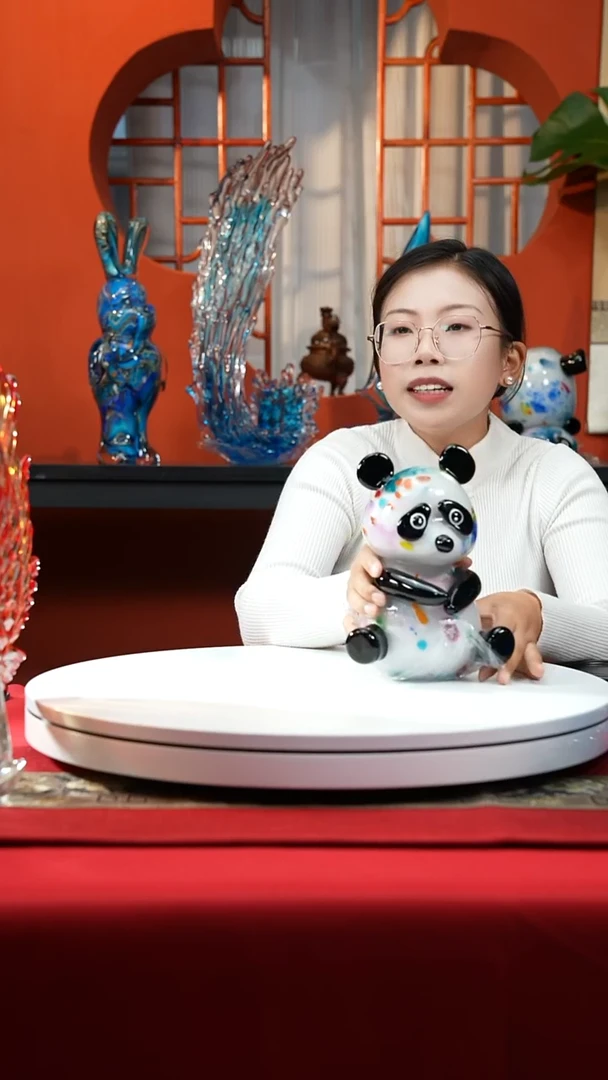 手工艺品琉璃大熊猫摆件