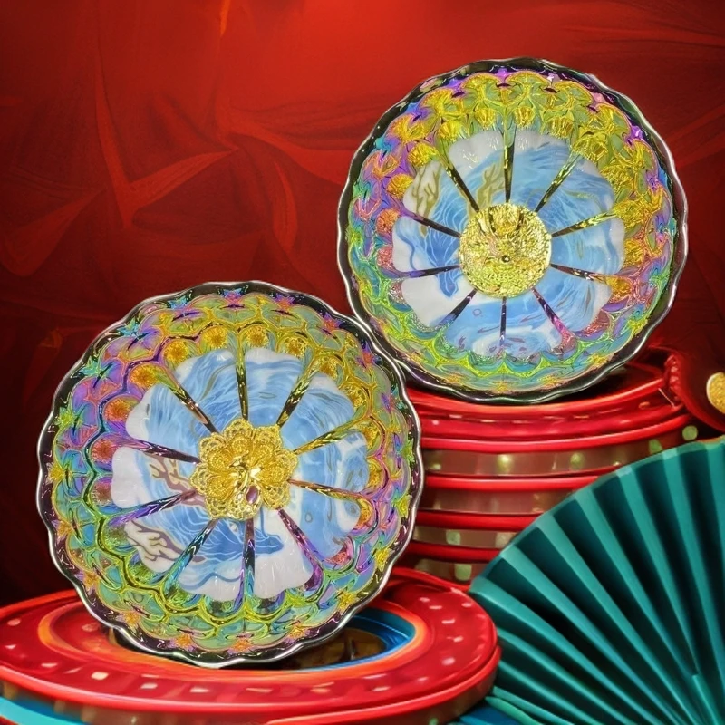 【青花龙飞凤舞对杯】创意收藏创意手绘精致釉下彩杯碟复古复古家用