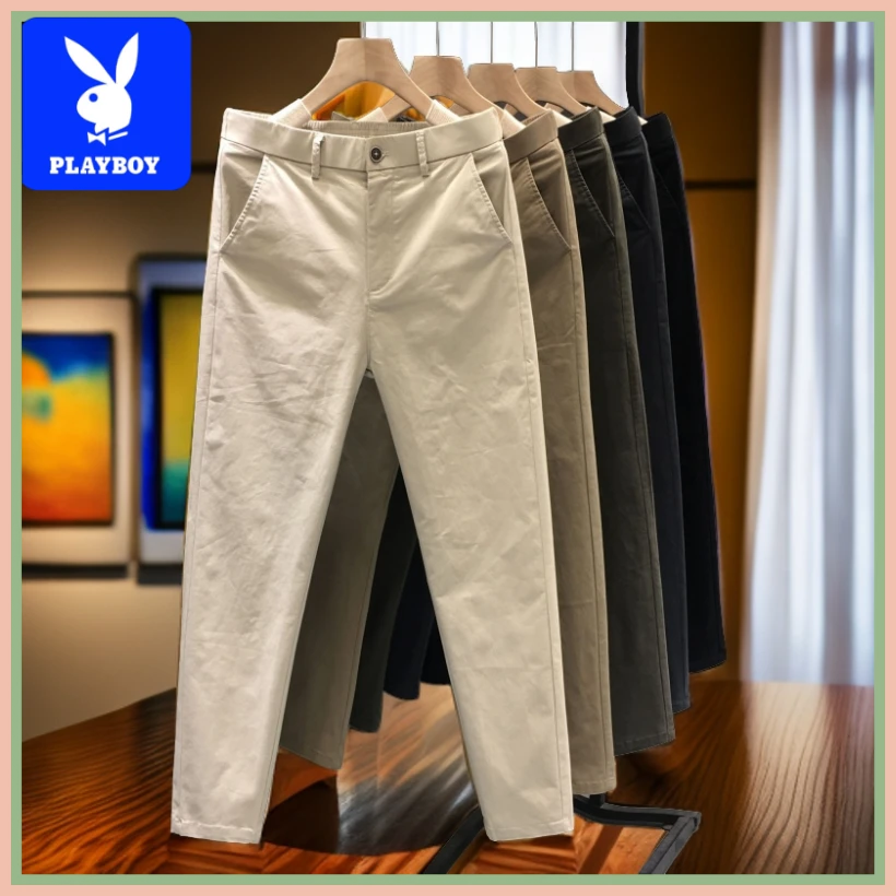 花花公子男士休闲裤宽松直筒小西裤工装裤潮牌裤子夏季流行时尚