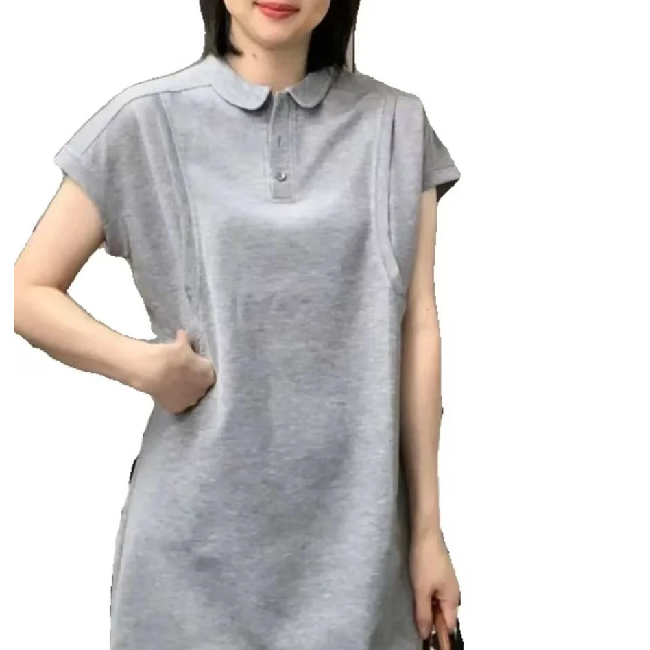 夏季新款韩版休闲纯色POLO裙时尚简约百搭短袖t恤裙
