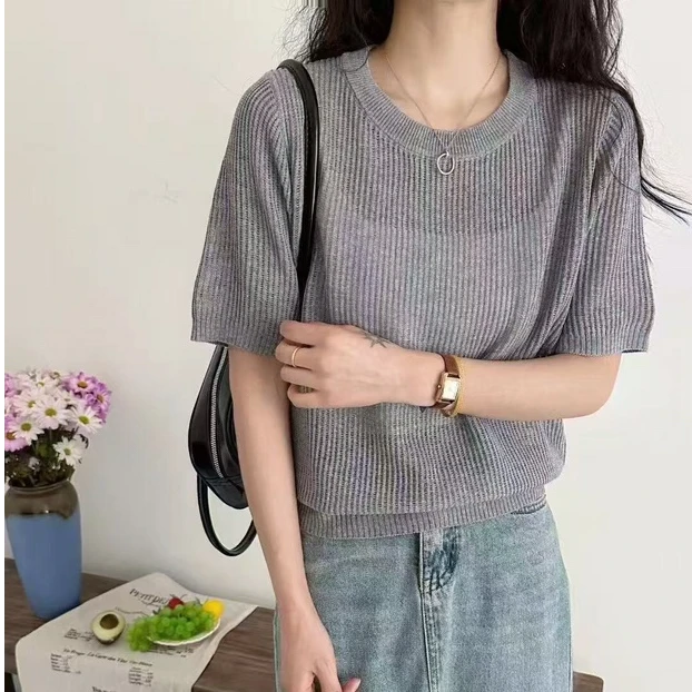 春夏款百搭欧韩INS宽松休闲韩版设计感针织衫