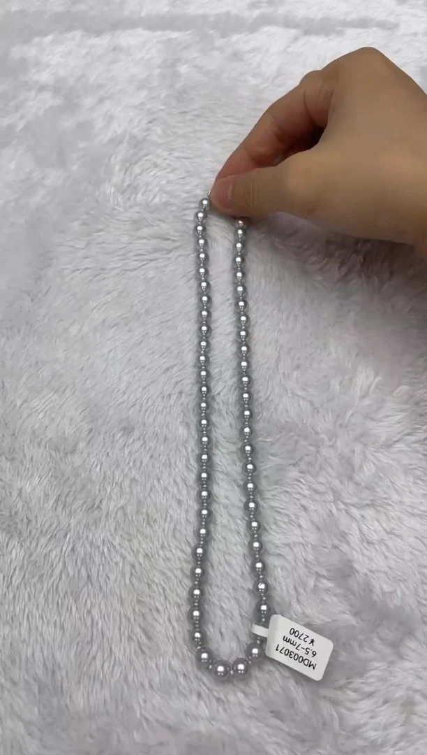 海水珍珠银S925镶嵌项链AK真多麻6.5-7mm（多样性发一）