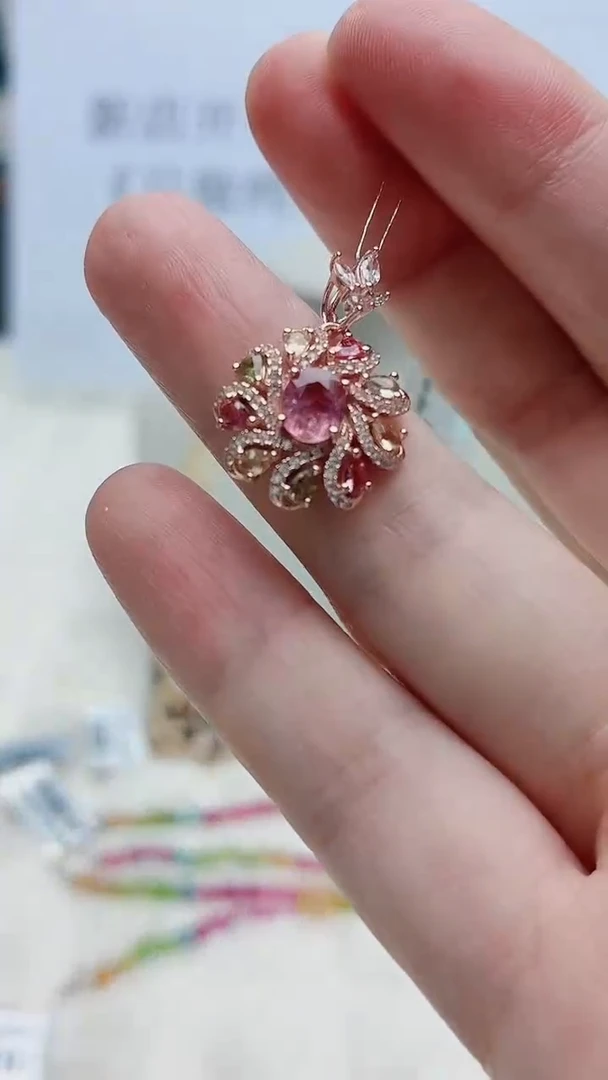 银S925镶嵌吊坠碧玺263ZB1115产品一个（多样性）