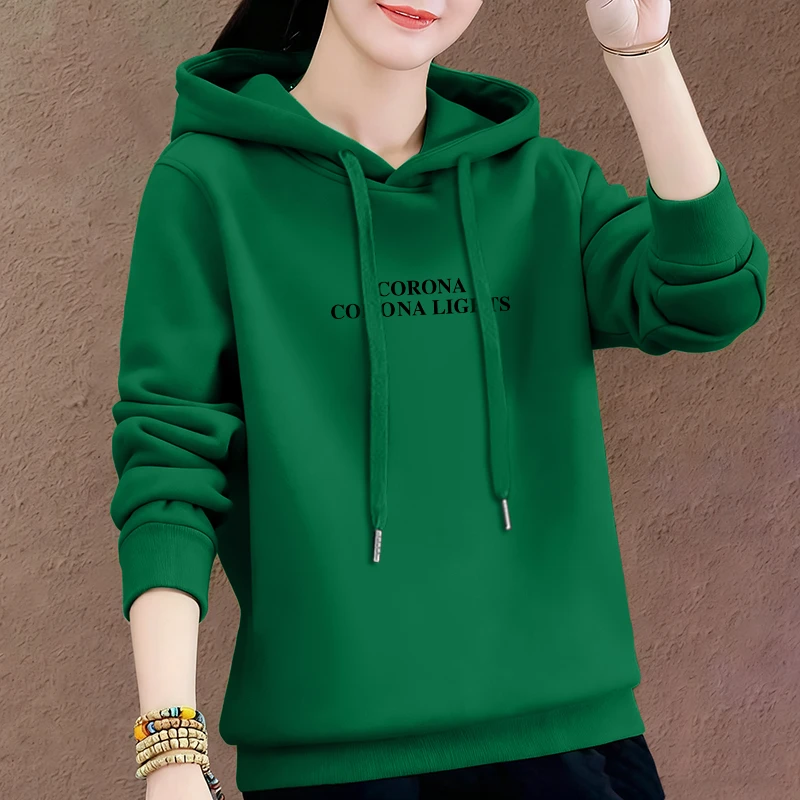 2025新款连帽妈妈女士宽松洋气上衣休闲加绒秋冬加厚外套长袖卫衣