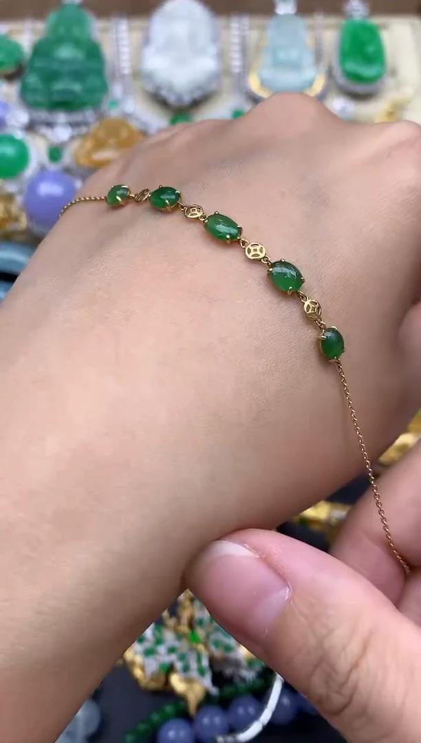 18K金镶嵌手链翡翠278-春日珠宝