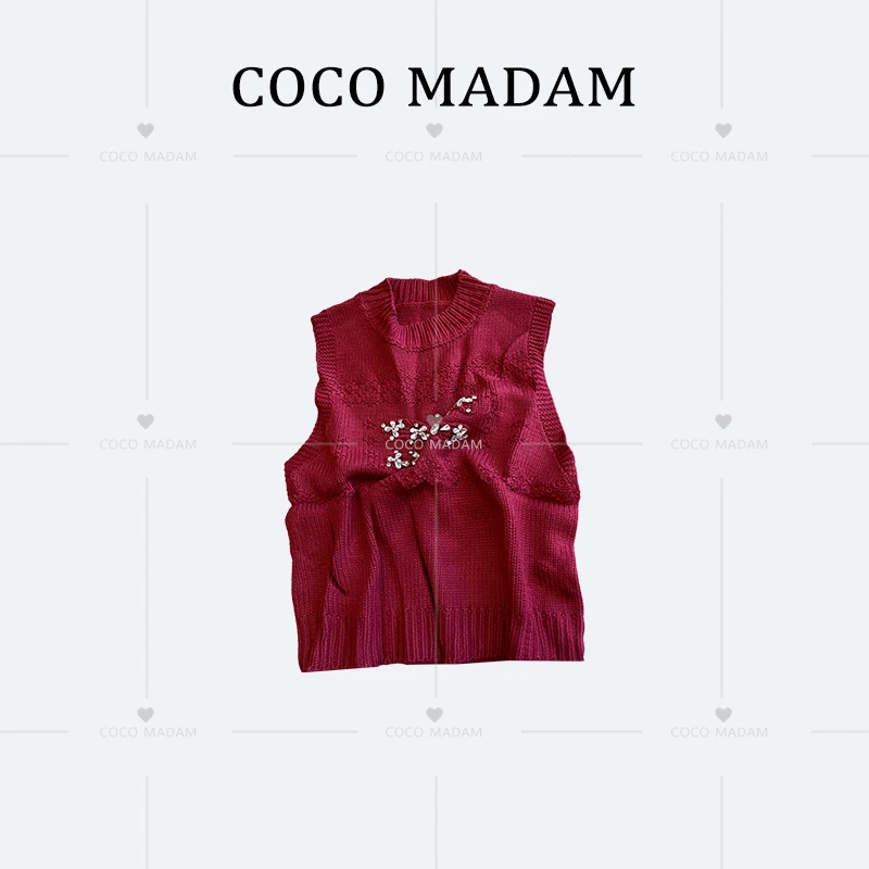 《An ni》Ani-A631春季新款镶砖休闲百搭显瘦背心毛衣马夹