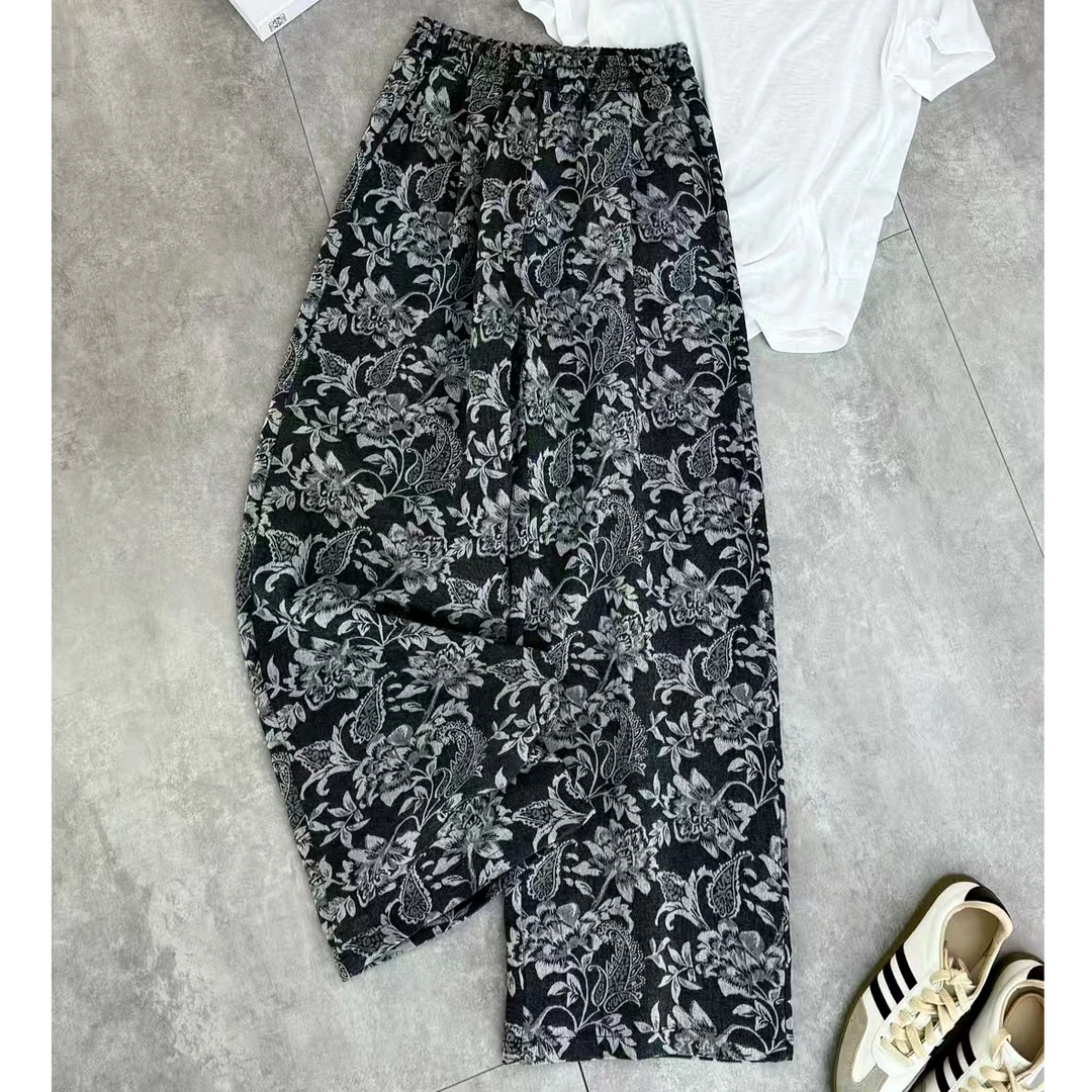 【锦衣服饰】KDM 9396欧货亚麻玫瑰花裤