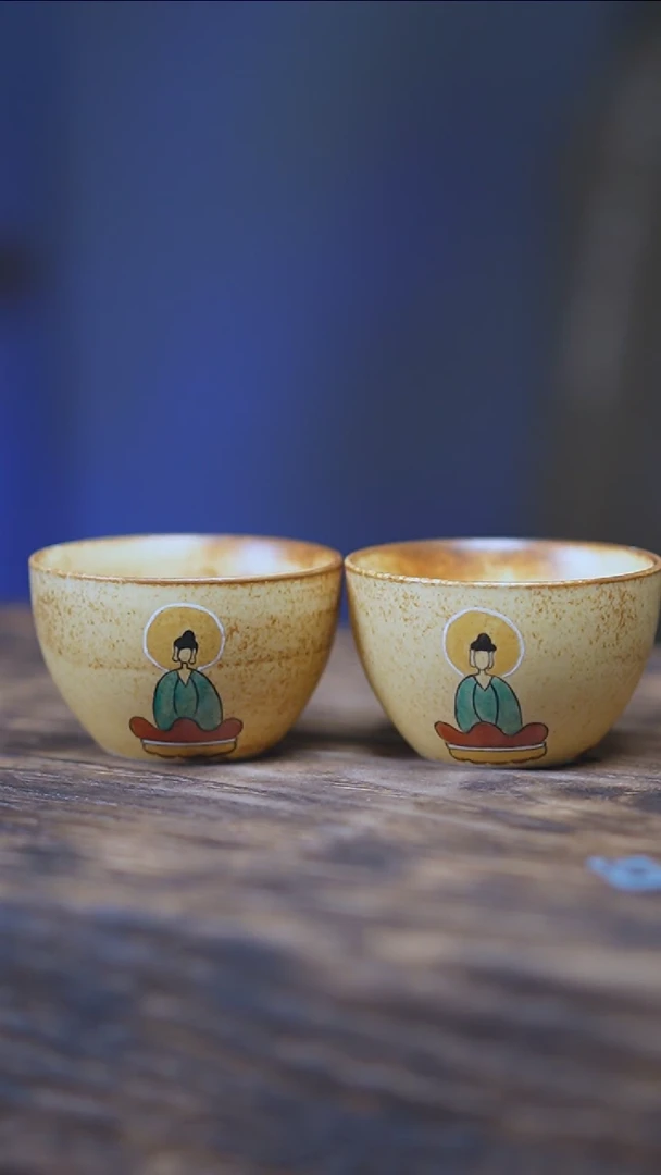 【闪购商品】景德镇手绘无相佛双杯