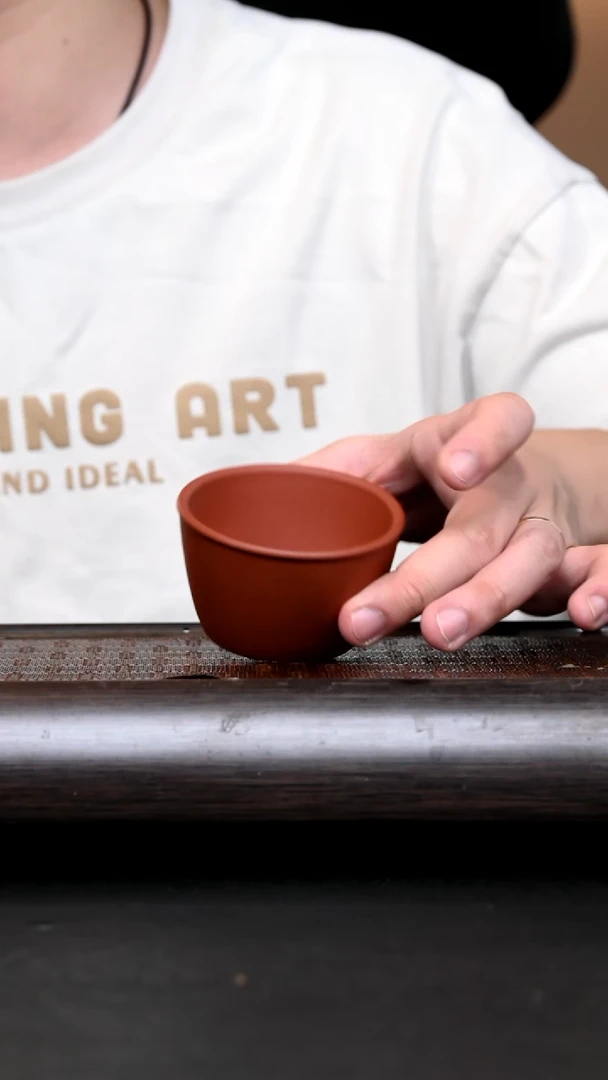 茶杯紫砂YZGT16511 黄龙正砂平底杯 底槽清100cc