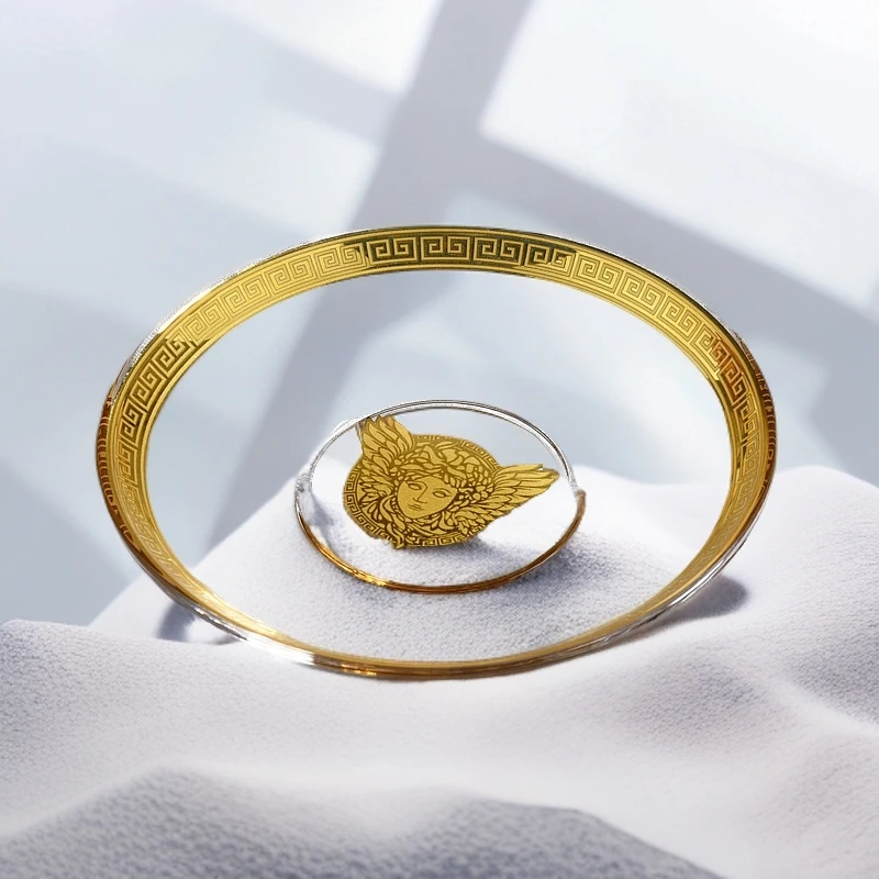 【金像】女士KTW258点心盘咖啡底碟真金万字带描金欧式盘美杜莎碟