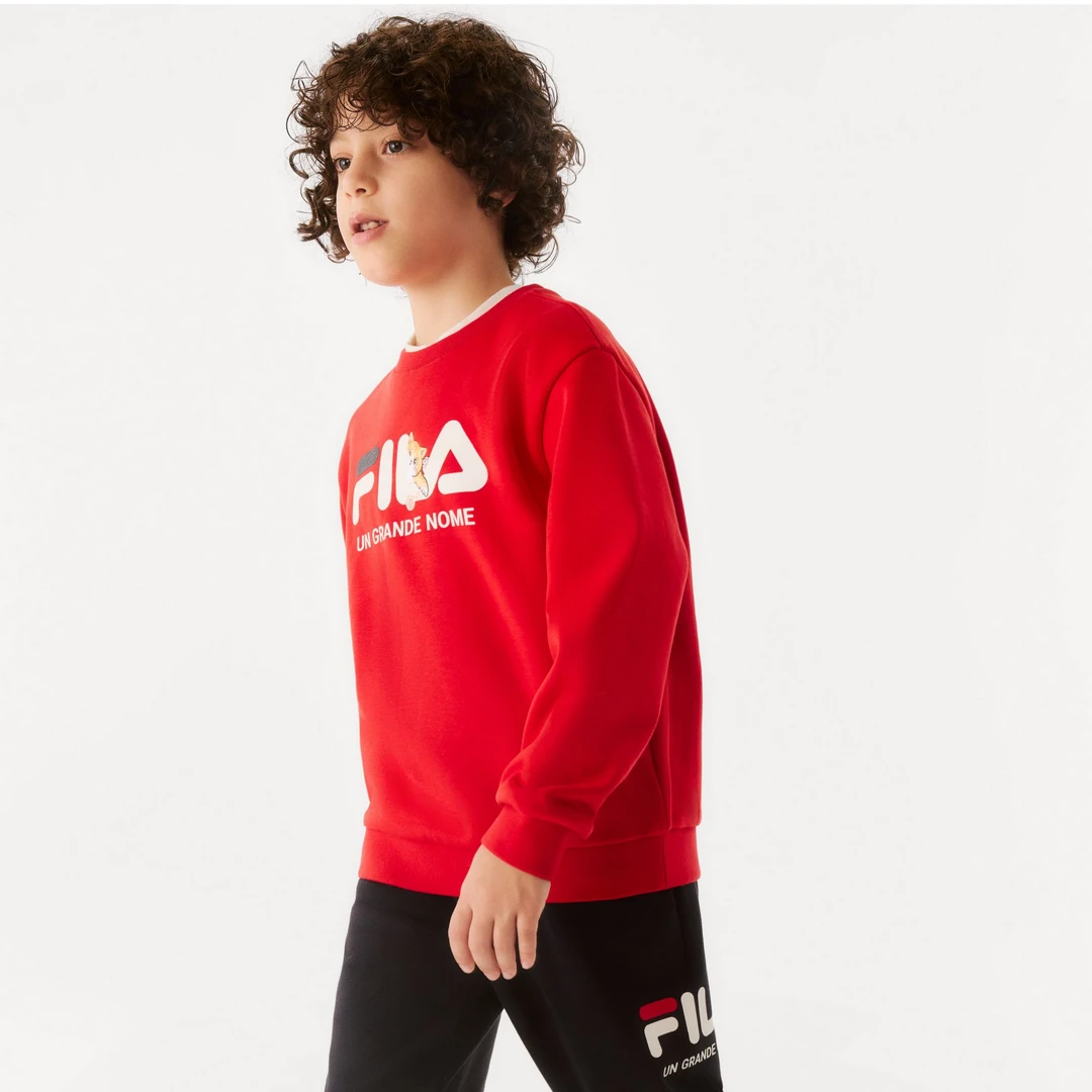 【斐乐儿童】25年秋季儿童圆领百搭长袖加绒宽松套头卫衣K11B441222