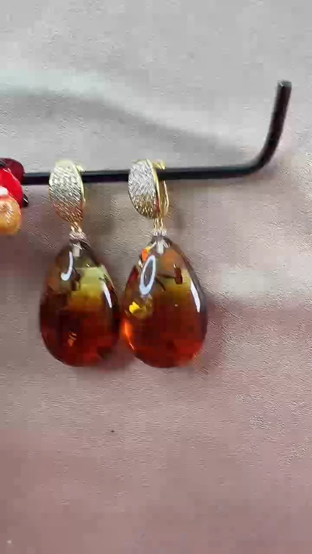 【闪购商品】琥珀耳饰未镶嵌耳环