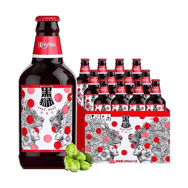雪花 黑狮玫瑰红覆盆子果汁型啤酒整箱  330ml*12