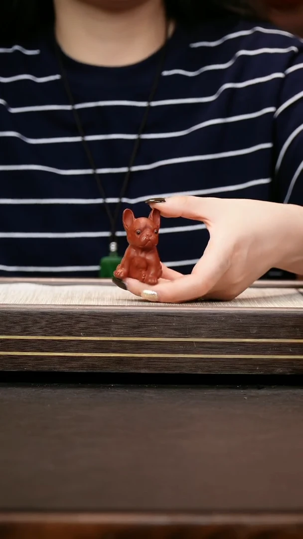 茶壶紫砂茶宠  朱泥 小狗