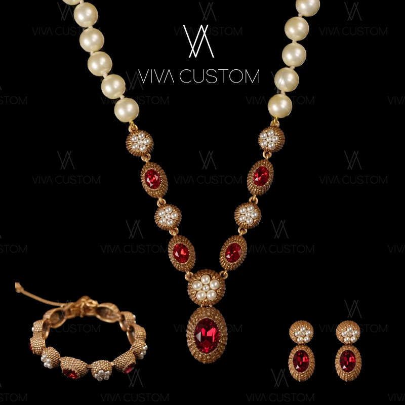 铜合金合成锆石耳饰 珠华旧梦系列 复古高级感繁花套装