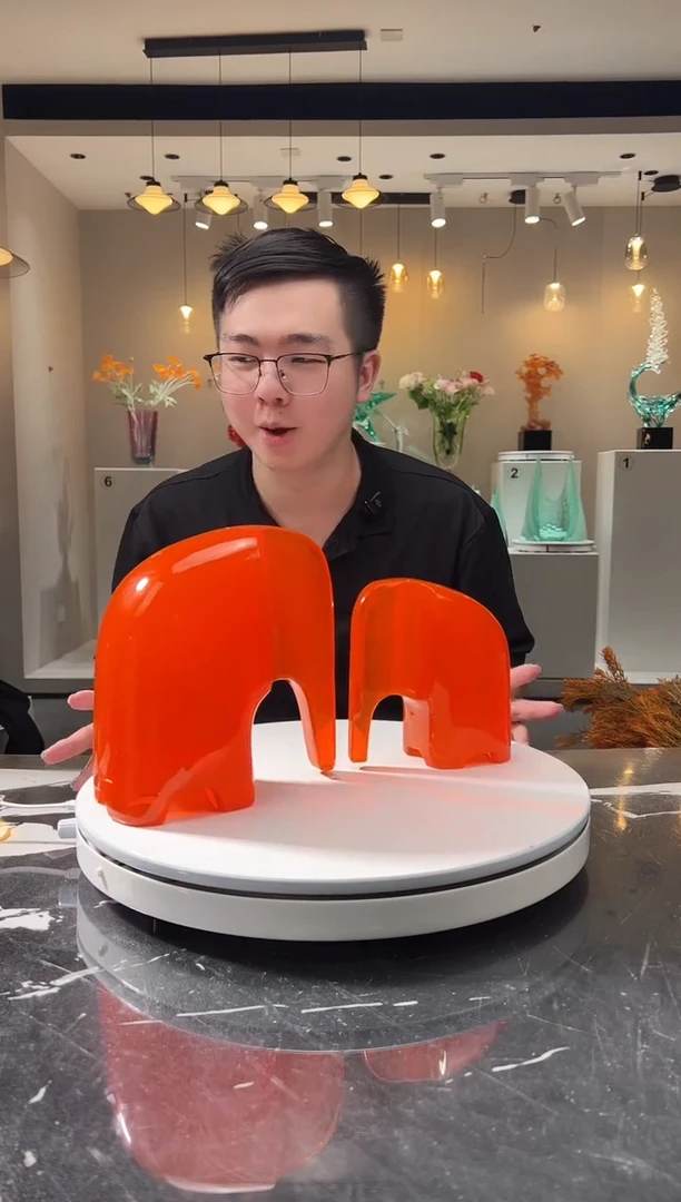 摆件巴比特美学-爱马仕橙大象一组