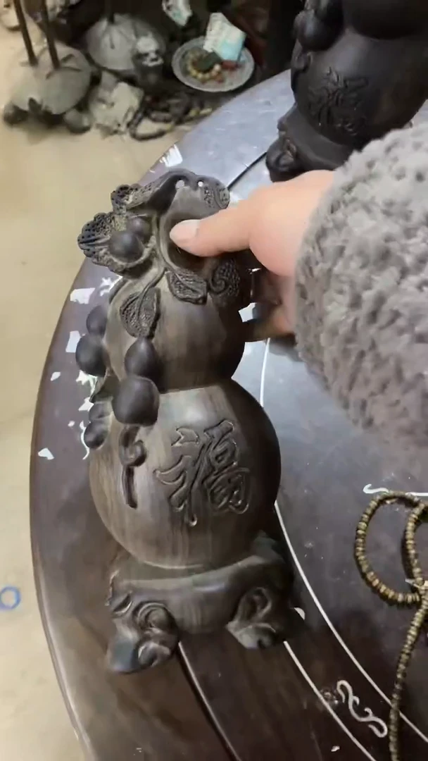 【闪购商品】木木雕新年快乐香木摆件