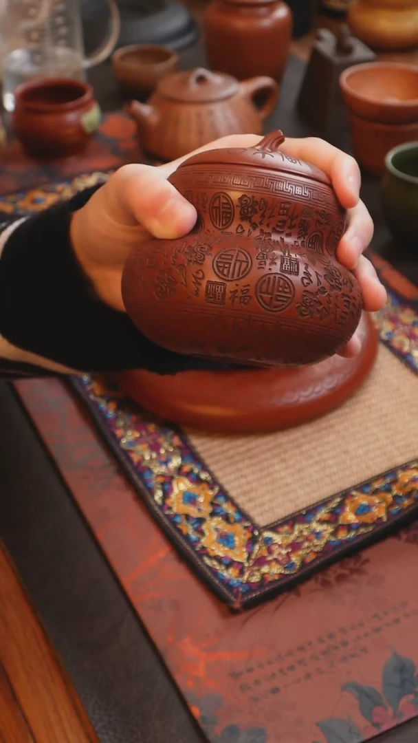 茶杯紫砂百福葫芦茶叶罐