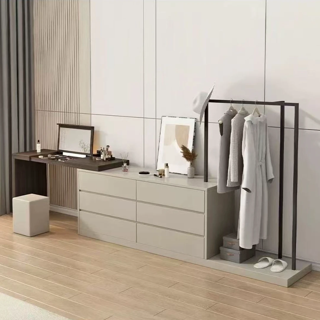 【国补链接】实木翻盖智能可移动梳妆台化妆桌卧室床尾柜衣架一体