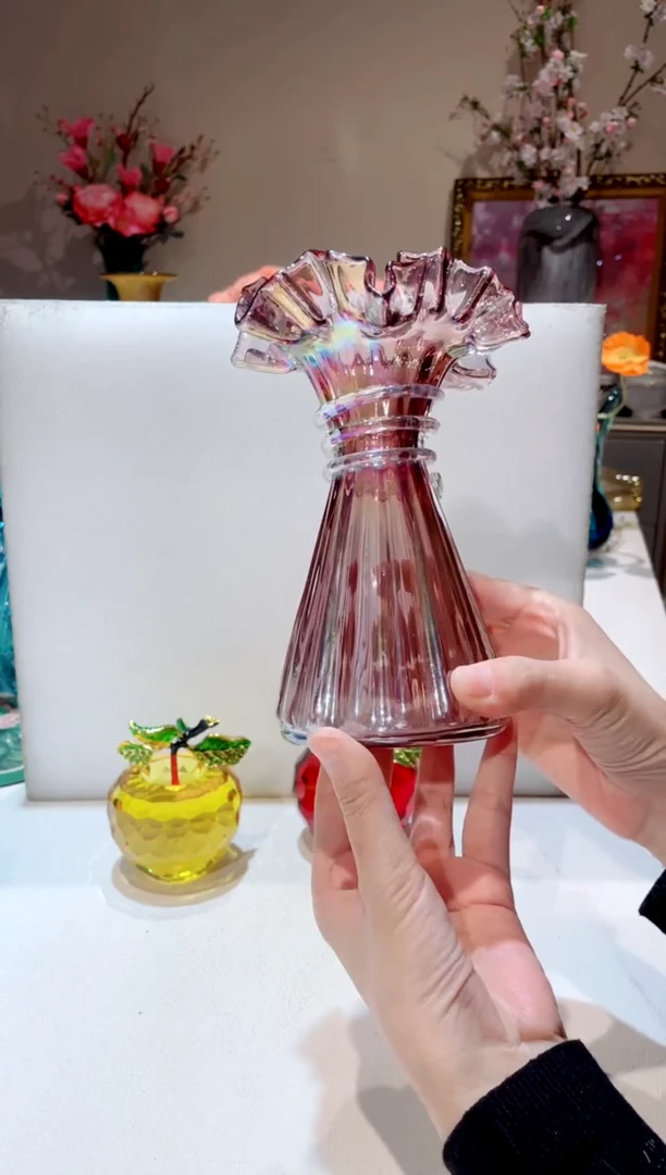 【闪购商品】琉璃手工艺品紫色裙摆花瓶