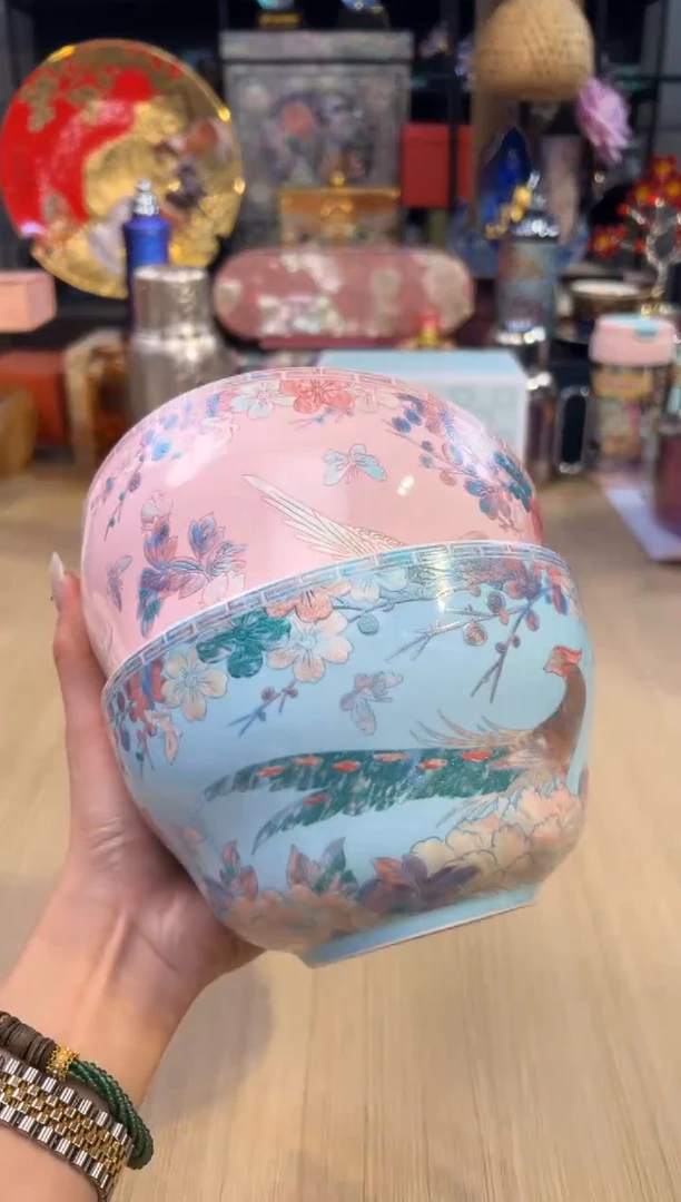 138灵羽和鸣面碗套二（粉色+蓝色）