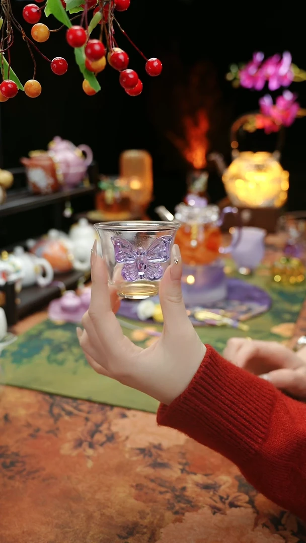 【闪购商品】紫色蝴蝶品茗杯60cc@@@@@@@