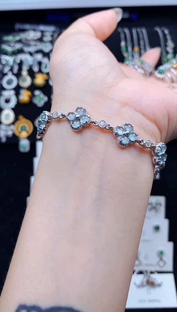 银S925镶嵌手链翡翠5274