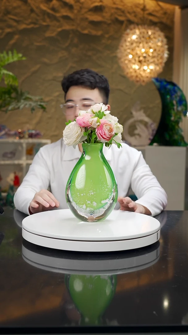 手工艺品琉璃福利绿色银箔花瓶