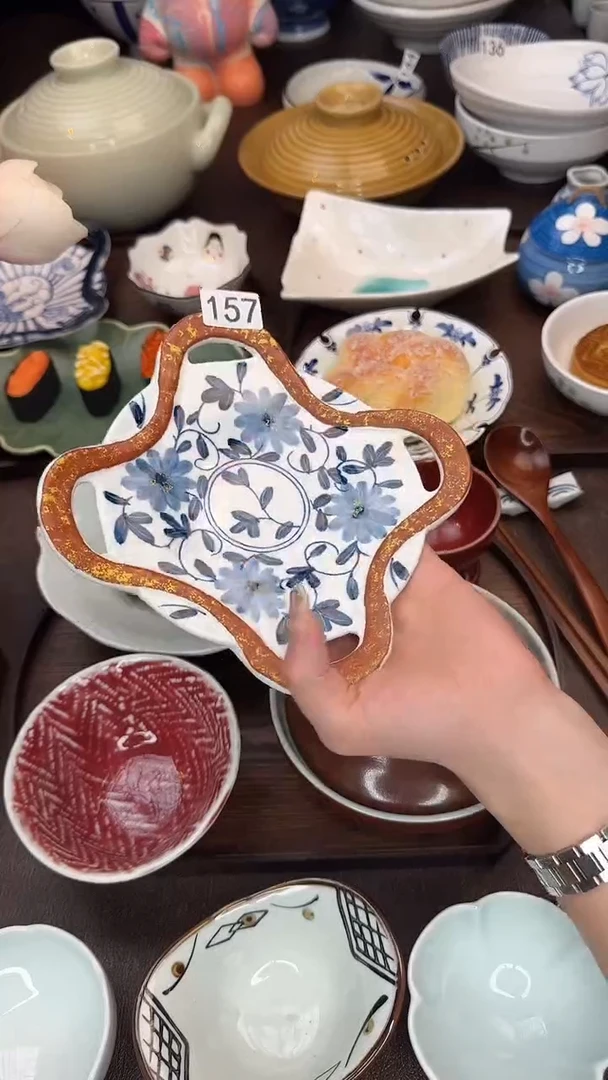 瓷7.75寸丝带盘——篮彩冰裂