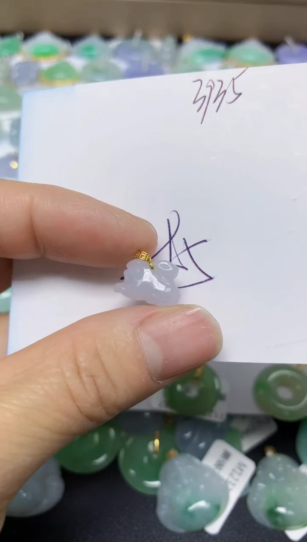 【闪购商品】翡翠挂件18K金镶嵌 天然翡翠A货