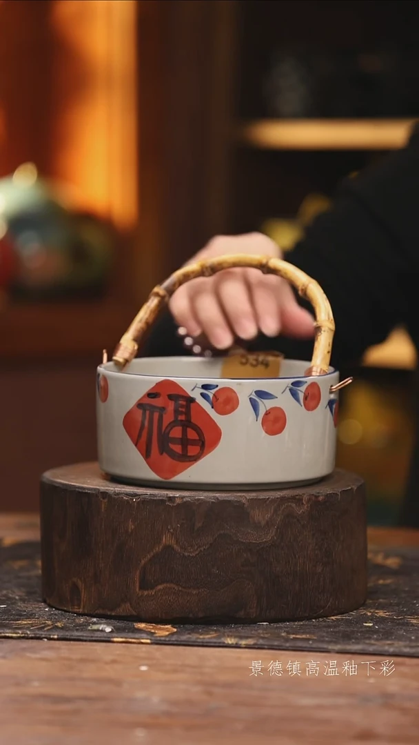 陶瓷景德镇高温釉下手绘陶瓷@L534@