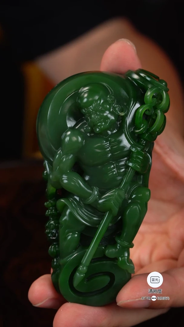 和田玉（碧玉）未镶嵌把件042降龙罗汉