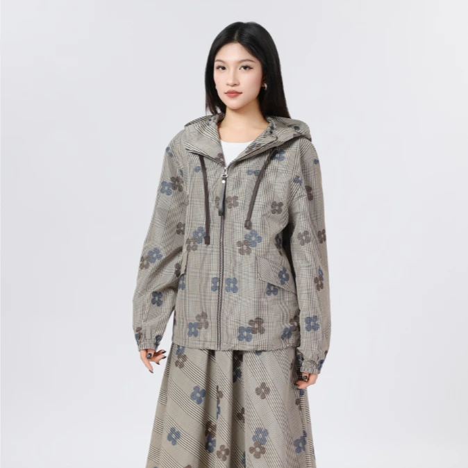 AMASS/阿玛施25早春新款立领上衣时尚肌理感百搭小花外套女540055