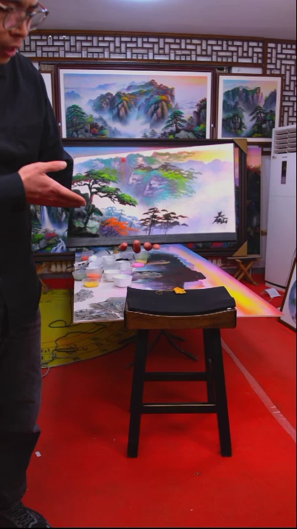 石材泰山宝石画小摆件