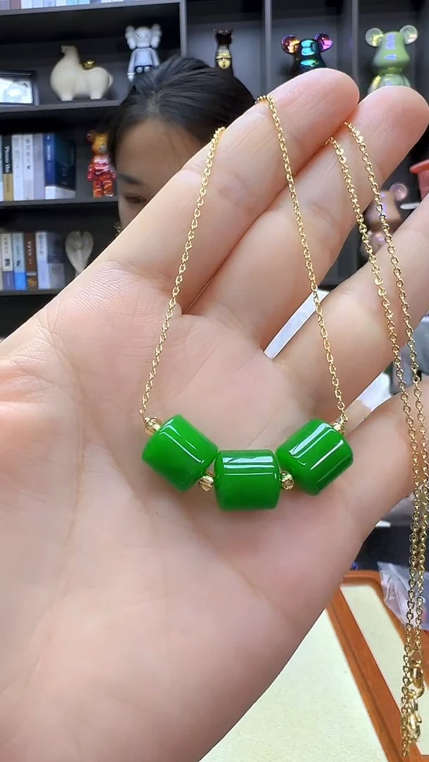 翡翠14K金镶嵌颈饰丹丹diy劲饰