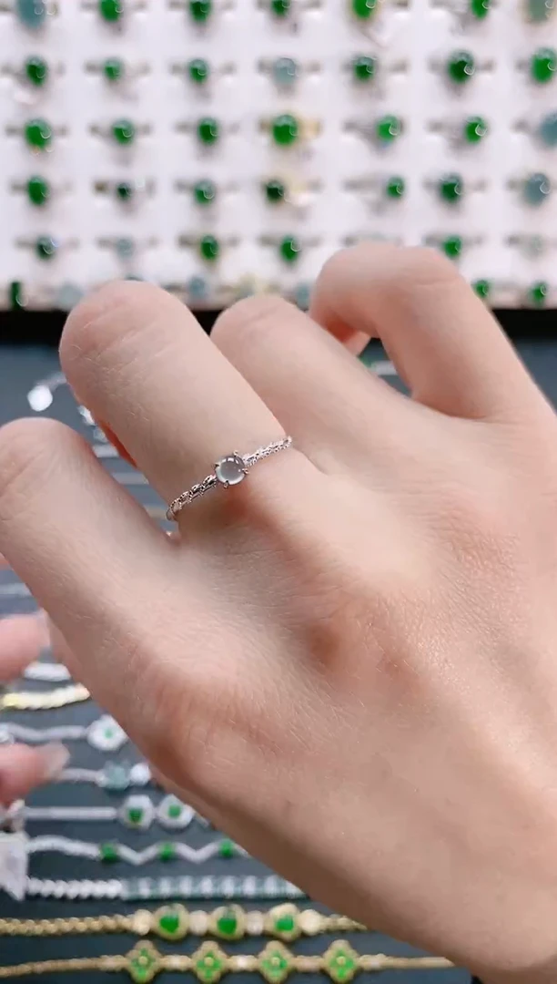 【闪购商品】翡翠戒指银S925镶嵌天然翡翠