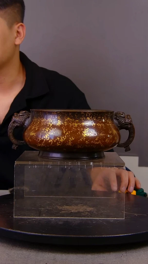 瓷片樱****?山水紫铜鎏金造像香炉结缘1111