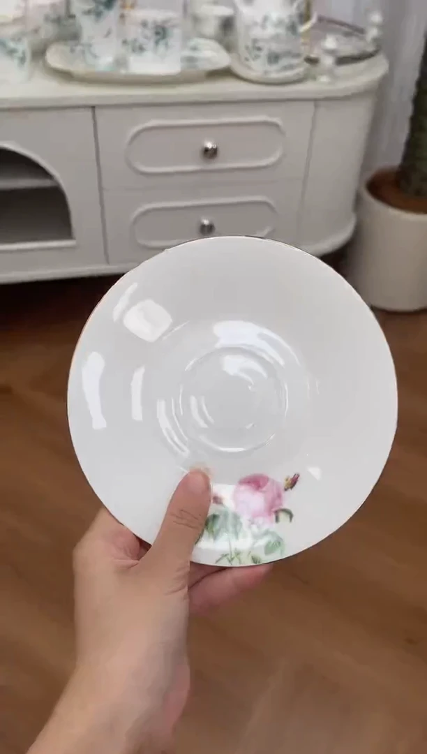 杯玫瑰高骨骨瓷碟子微瑕不退换