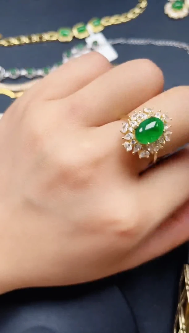 翡翠戒指银S925镶嵌432423