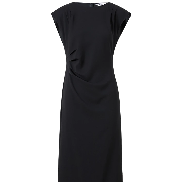 【iditto品牌-宝】夏季新款极简风高级感收腰黑色连衣裙GWBD841