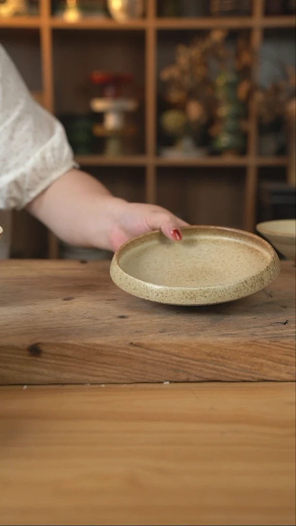 沙漠落日黄的7英寸收口盘【壶