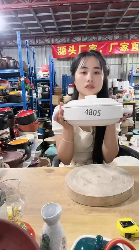 4805瑕疵白色煎锅带盖色差