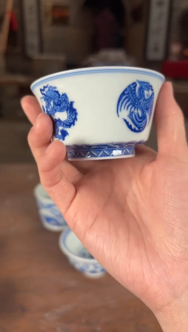 【闪购商品】杯看山柴窑青花看山柴窑青花